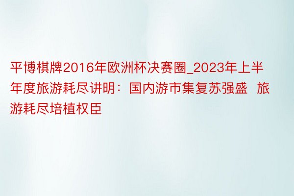 平博棋牌2016年欧洲杯决赛圈_2023年上半年度旅游耗尽讲明：国内游市集复苏强盛  旅游耗尽培植权臣