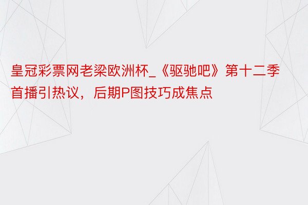 皇冠彩票网老梁欧洲杯_《驱驰吧》第十二季首播引热议，后期P图技巧成焦点